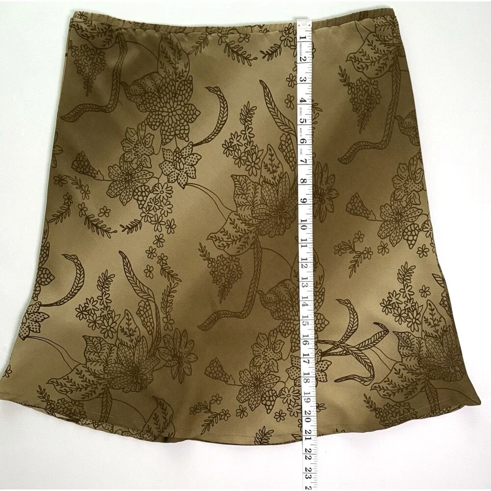 Vintage 90s Imagio Slip Skirt Sz L Lined Floral Flowy Boho Y2K